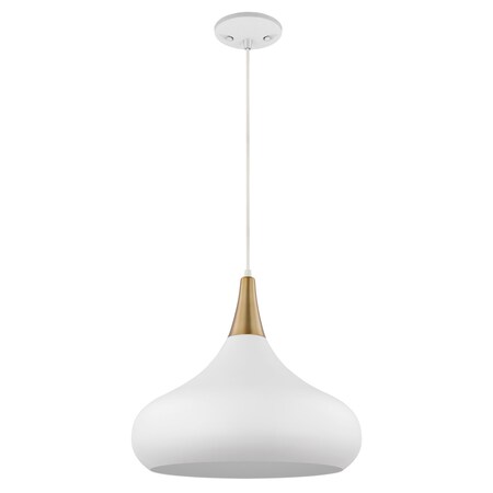 Nuvo Phoenix 1-Light Large Pendant Matte White with Burnished Brass 60/7518